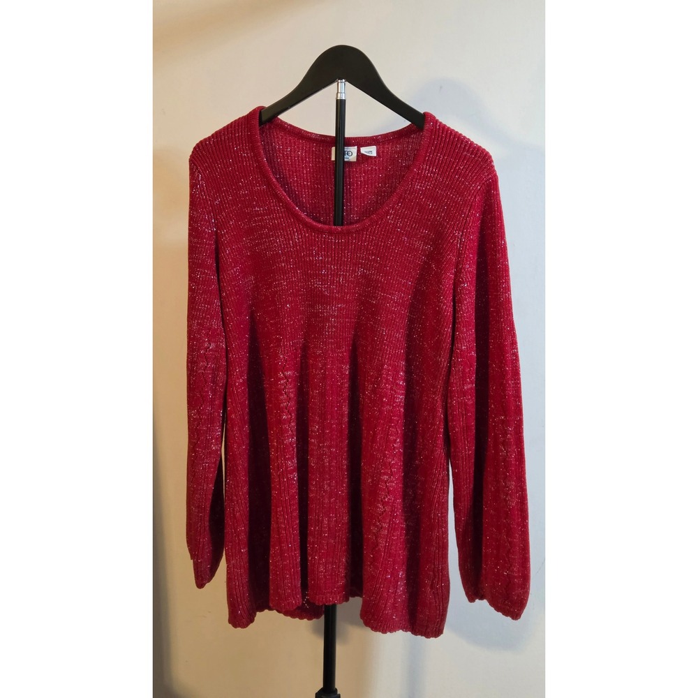 Cato Long Sleeve Glitter Knit Sweater Women's Size 22/24W Red